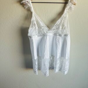 Coquette Diva White Lace Satin Cami Size XL Fairy Festival Romantic Wedding